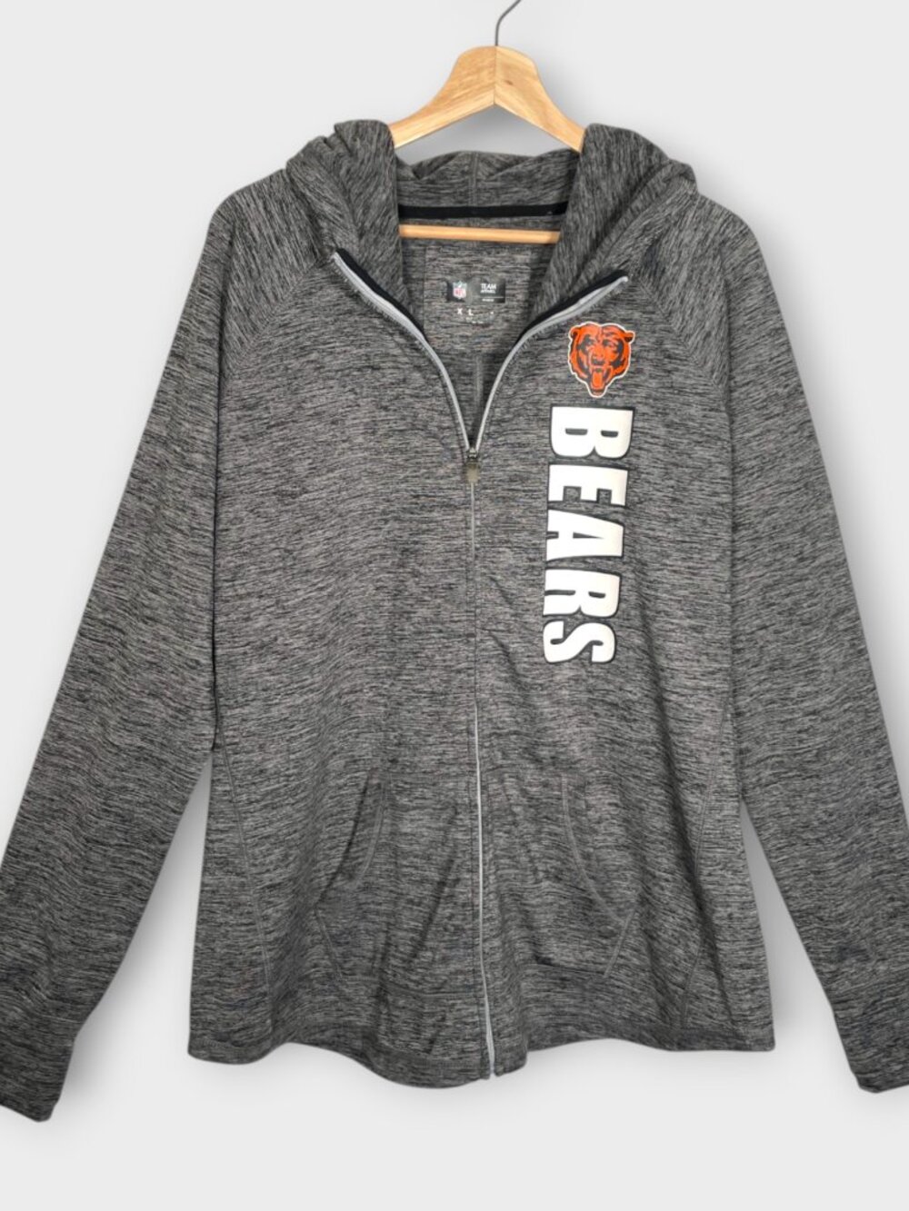 NFL Chicago Bears Hoodie Sweatshirt Woman's XXL Full Zip Gray